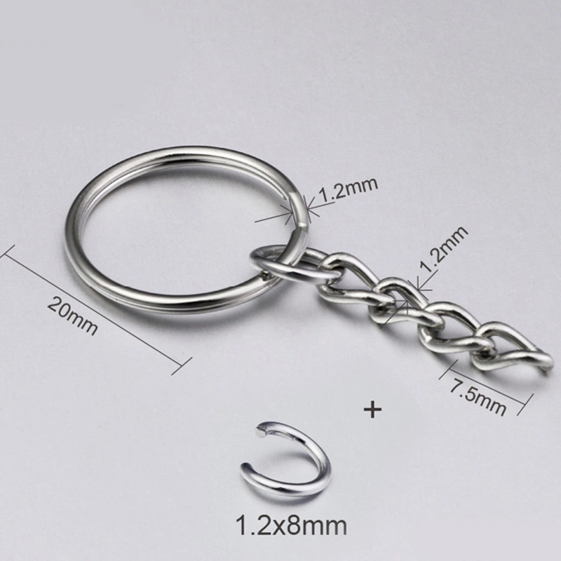 1.5*25mm Split Ring+1.2*4links Chain with a Separate Jump Ring Keyring