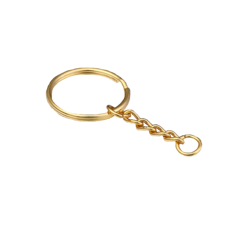 1.5*25mm Split Ring+1.2*4links Chain with a Separate Jump Ring Keyring